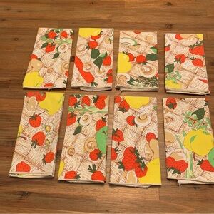 Set of 8 vintage kitchen print cloth napkins